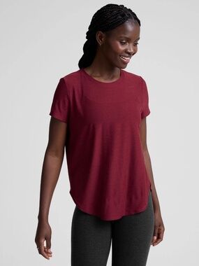 Beyond Yoga | Featherweight On The Down Low Tee | XL | Ruby Rush Heather Red